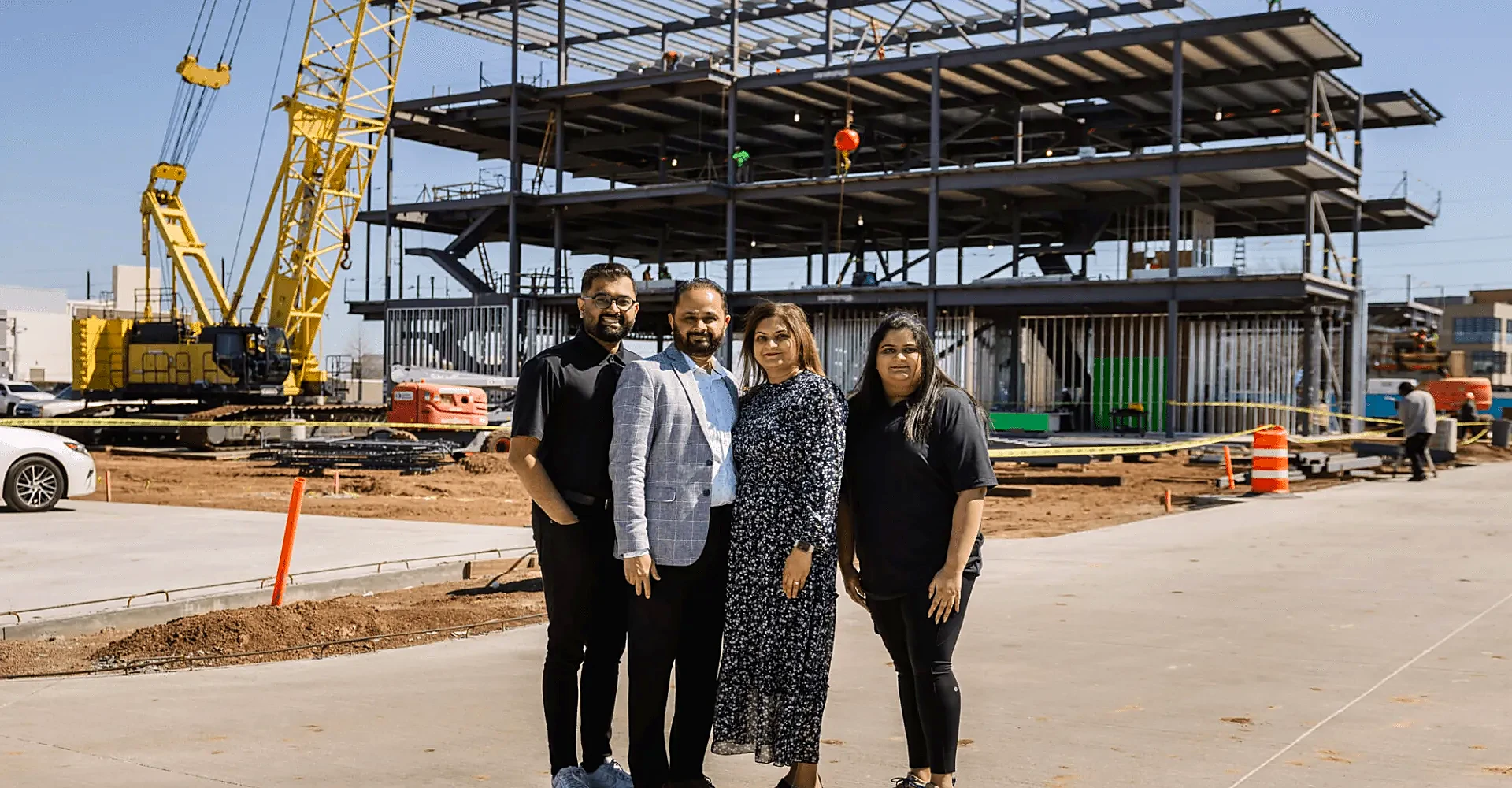 The Modi family at a Modi Capital construction site